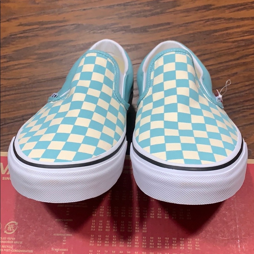 VANS CLASSIC SLIP-ON CHECKERBOARD Aqua Haze/ men’s - Picture 8 of 16